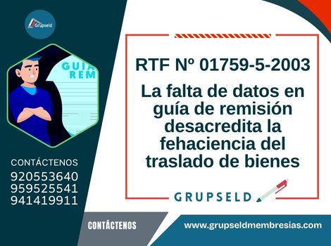 La falta de datos en guía de remisión desacredita la fehaciencia del traslado de bienes