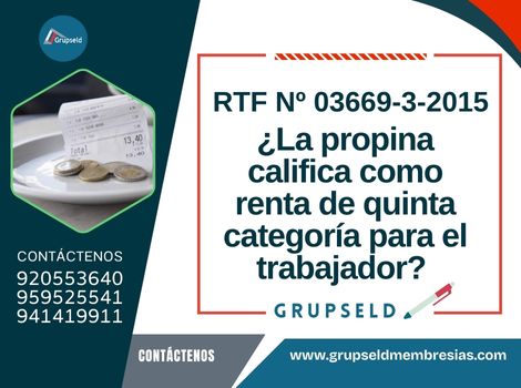 La propina califica como renta de quinta categoría para el trabajador