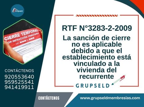 La sanción de cierre no es aplicable debido a que el establecimiento está vinculado a la vivienda del recurrente